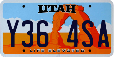 UT license plate Y364SA