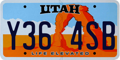 UT license plate Y364SB