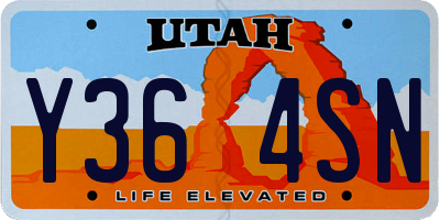 UT license plate Y364SN