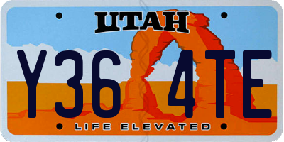 UT license plate Y364TE