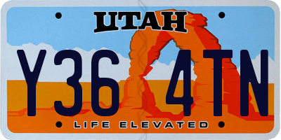UT license plate Y364TN
