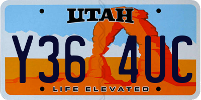 UT license plate Y364UC