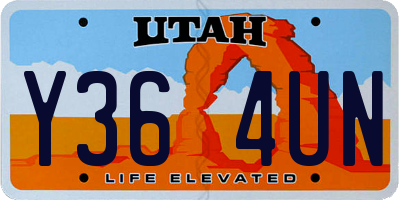 UT license plate Y364UN