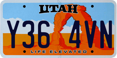 UT license plate Y364VN