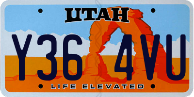 UT license plate Y364VU