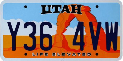 UT license plate Y364VW