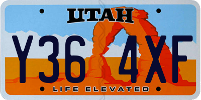 UT license plate Y364XF