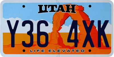 UT license plate Y364XK