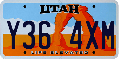 UT license plate Y364XM