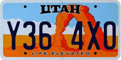 UT license plate Y364XO