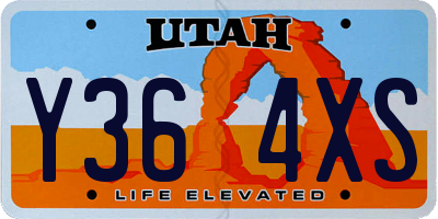 UT license plate Y364XS