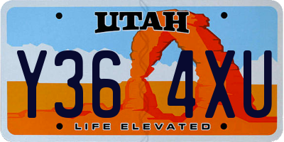 UT license plate Y364XU