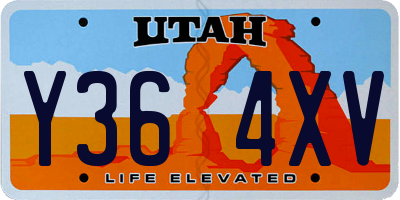 UT license plate Y364XV