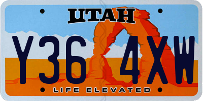 UT license plate Y364XW