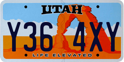 UT license plate Y364XY