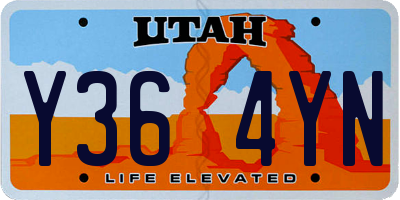UT license plate Y364YN