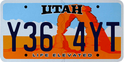 UT license plate Y364YT
