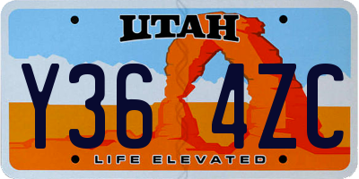 UT license plate Y364ZC