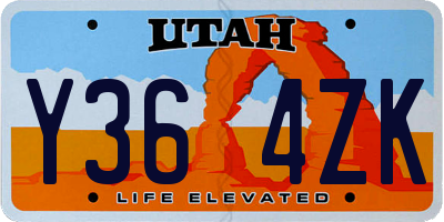 UT license plate Y364ZK