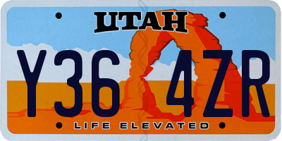 UT license plate Y364ZR