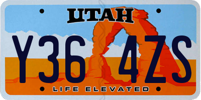 UT license plate Y364ZS
