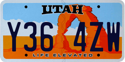 UT license plate Y364ZW