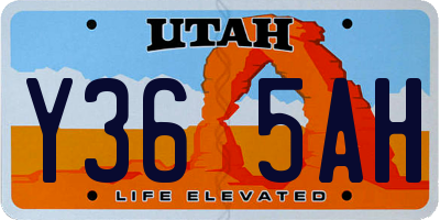 UT license plate Y365AH