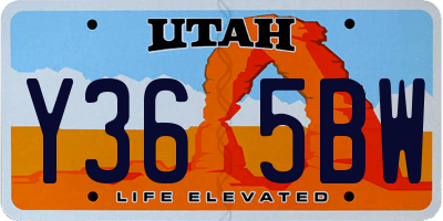 UT license plate Y365BW