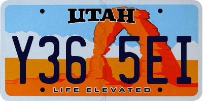 UT license plate Y365EI
