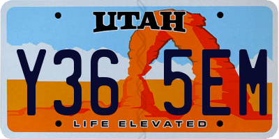 UT license plate Y365EM
