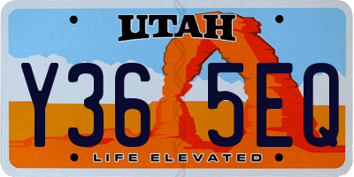 UT license plate Y365EQ