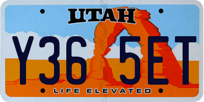 UT license plate Y365ET