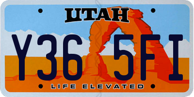 UT license plate Y365FI