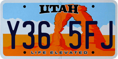 UT license plate Y365FJ