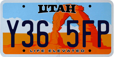 UT license plate Y365FP