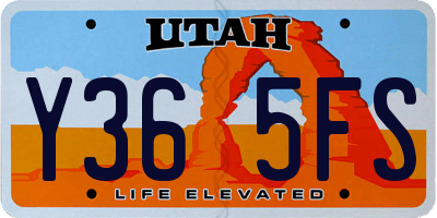UT license plate Y365FS