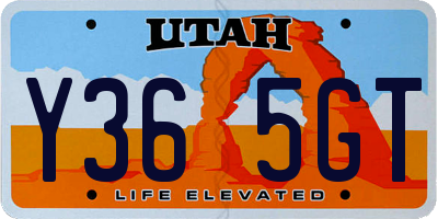 UT license plate Y365GT