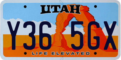 UT license plate Y365GX