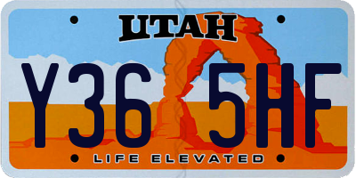UT license plate Y365HF