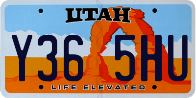 UT license plate Y365HU