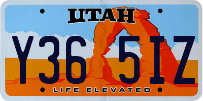 UT license plate Y365IZ