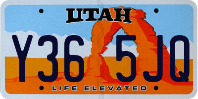 UT license plate Y365JQ