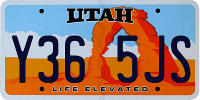 UT license plate Y365JS