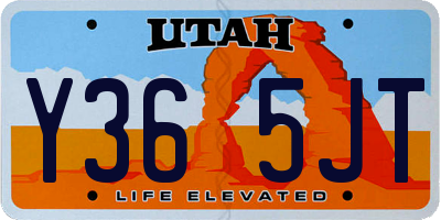 UT license plate Y365JT
