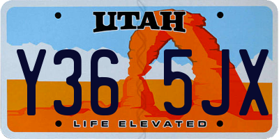 UT license plate Y365JX