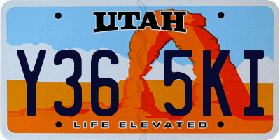 UT license plate Y365KI