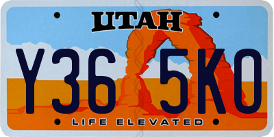 UT license plate Y365KO