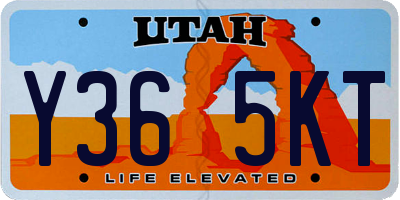 UT license plate Y365KT
