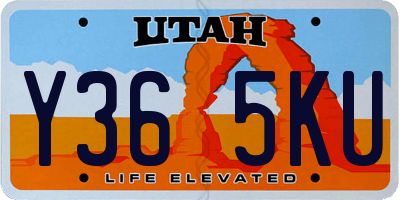 UT license plate Y365KU