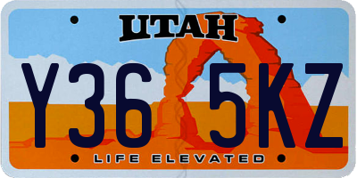 UT license plate Y365KZ
